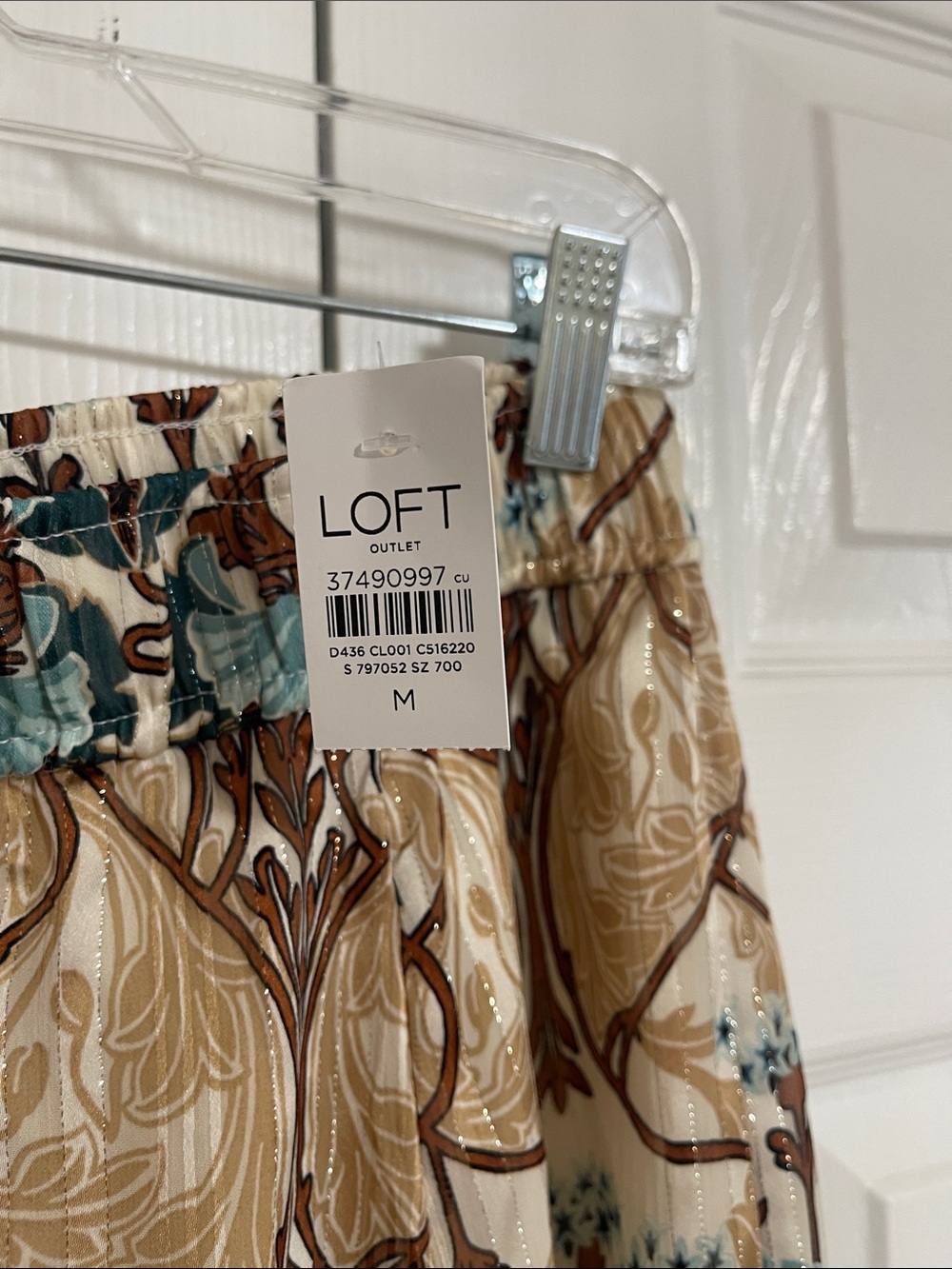 LOFT Cream Maxi Skirt with Teal and Brown Floral Print - Picture 2 of 7